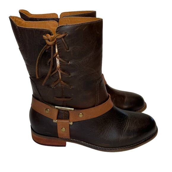 Latigo Women's Thistle Leather Boots Lace Up Harness Buckle Brown Size 7M - Picture 14 of 16